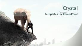  Presentation with media - PPT theme featuring leading edge - businessman fighting opponent mixed media background and a cool aqua colored foreground