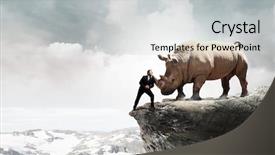  Presentation with media - Beautiful theme featuring leading edge - businessman fighting opponent mixed media backdrop and a light gray colored foreground