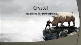  Presentation with media - Amazing PPT theme having leading edge - businessman fighting opponent mixed media backdrop and a light gray colored foreground