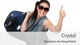  Presentation with young woman diagnosis of sti - Colorful PPT theme enhanced with leading edge - young woman with suitcase backdrop and a white colored foreground