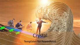  Presentation with leading through motivation - Presentation theme consisting of leading his team through dollar background and a gold colored foreground