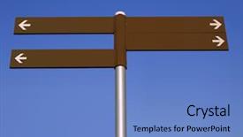  Presentation with direction - Cool new presentation theme with leading indicator - blank direction signpost backdrop and a teal colored foreground