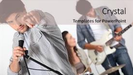  Presentation with musicians latin america - PPT theme featuring leading indicator - group of musicians background and a  colored foreground