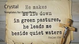  Presentation with bible psalms - Slide deck featuring leads me beside quiet water background and a mint green colored foreground