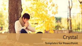  Presentation with tissue paper - Slide set enhanced with blowing leaf - healthcare and medicine concept background and a yellow colored foreground