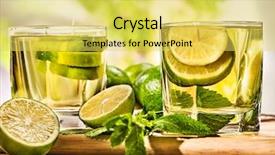  Presentation with wooden boat at sea edge - Amazing PPT layouts having drink glasses and half lime backdrop and a yellow colored foreground