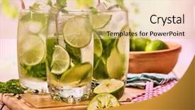  Presentation with alcohol - Audience pleasing presentation theme consisting of wooden boards three glasses backdrop and a yellow colored foreground