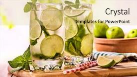  Presentation with alcohol - PPT theme enhanced with quechers - alcohol drink on wooden boards background and a yellow colored foreground