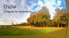  Presentation with green leaf - Cool new presentation design with leaf fall on green grass backdrop and a  colored foreground