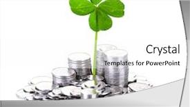  Presentation with clover - Cool new slide set with leaf growing out of silver backdrop and a white colored foreground
