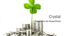  Presentation with four leaf clover - Cool new slide set with leaf growing out of silver backdrop and a white colored foreground