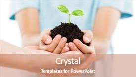  Presentation with plant growth - Audience pleasing theme consisting of leaf growth at dirt soil backdrop and a coral colored foreground