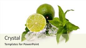  Presentation with citrus - Presentation with leaf mint and cut citrus background and a blonde colored foreground
