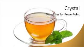  Presentation with green tea - Slides featuring leaf mint and lemon background and a white colored foreground