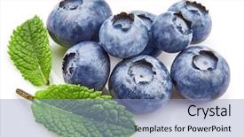  Presentation with fruit mix berry - Presentation theme featuring stillness - berry blueberry with leaf mintclose-up background and a light blue colored foreground