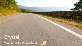  Presentation with road bike in mountains - Audience pleasing slide deck consisting of leaf on the road backdrop and a coral colored foreground