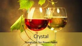  Presentation with vine wine - Presentation design consisting of wine two glasses of wine glass of red and white wine decorated with grape leaves vine leaf sepia toned art design background and a yellow colored foreground