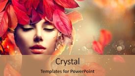  Presentation with girl design - Slides having color nature - autumn woman fashion portrait fall background and a coral colored foreground