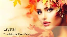  Presentation with girl model - PPT layouts having health collage - autumn woman portrait beauty fashion background and a blonde colored foreground