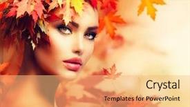 Presentation with girl model - Colorful slide set enhanced with autumn woman portrait beauty fashion backdrop and a blonde colored foreground