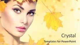  Presentation with autumn leaves - Amazing PPT layouts having young oak tree - autumn woman with yellow leaves backdrop and a blonde colored foreground