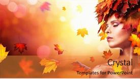  Presentation with people falling - Presentation having wind up people - beautiful high fashion woman background and a gold colored foreground