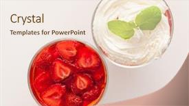  Presentation with jelly - Beautiful PPT layouts featuring leaft - strawberry jelly dessert backdrop and a  colored foreground