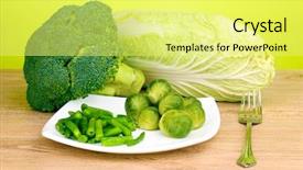  Presentation with bean sprouts - PPT theme having wooden table on green background and a yellow colored foreground