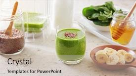  Presentation with detox - Audience pleasing slide deck consisting of leafy - healthy green smoothie made backdrop and a soft green colored foreground