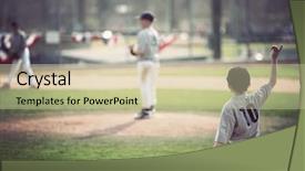  Presentation with baseball - Cool new presentation theme with league - baseball game backdrop and a soft green colored foreground