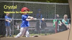  Presentation with baseball player - PPT theme with league - youth baseball player takes background and a tawny brown colored foreground