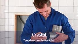  Presentation with plumber - PPT theme having leaked parts - plumber fastening a piece background and a navy blue colored foreground