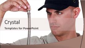  Presentation with flexible - Colorful PPT layouts enhanced with leaked parts - plumber looking at a flexible backdrop and a soft green colored foreground