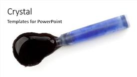  Presentation with blue ink splash - Presentation theme having leaking pen - blue ink against a white background and a  colored foreground
