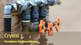  Presentation with fire pump water valve - Presentation design having leaking tank - water supply valves background and a tawny brown colored foreground