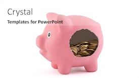  Presentation with piggy bank - Cool new slide set with leaky-piggy-bank-with-coins backdrop and a white colored foreground