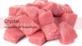  Presentation with raw meat - Presentation theme with lean - raw chopped beef meat pieces background and a coral colored foreground