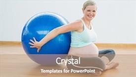  Presentation with pregnant woman - Cool new presentation design with lean health care - happy pregnant woman sitting beside backdrop and a coral colored foreground