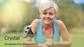  Presentation with sensuality woman black angel relaxing - PPT theme featuring 50s music - portrait of smiling senior woman background and a  colored foreground