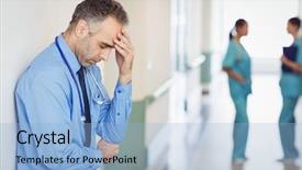  Presentation with sad - Theme enhanced with sad doctor against the wall background and a light blue colored foreground