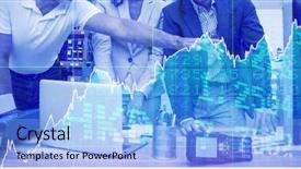  Presentation with stop violence against children - Slide set having lean management - stocks and shares against warehouse background and a light blue colored foreground