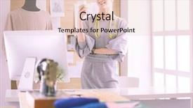  Presentation with modern hi tech design - Beautiful presentation theme featuring lean manufactoring - modern young fashion designer working backdrop and a lemonade colored foreground