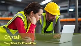  Presentation with lean manufacturing - Amazing slides having lean manufacturing - factory workers using laptop backdrop and a tawny brown colored foreground