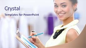  Presentation with fashion - PPT theme with lean manufacturing - modern young fashion designer working background and a sky blue colored foreground