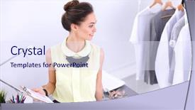  Presentation with fashion - Cool new slide deck with lean manufacturing - modern young fashion designer working backdrop and a  colored foreground