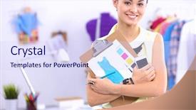  Presentation with fashion - Slides having lean manufacturing - modern young fashion designer working background and a sky blue colored foreground