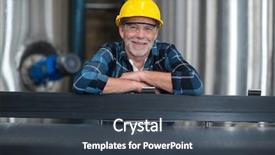  Presentation with factory occupational lung - Amazing slide deck having lean manufacturing - portrait of male factory worker backdrop and a tawny brown colored foreground