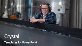  Presentation with factory - Presentation theme having lean manufacturing - portrait of male factory worker background and a dark gray colored foreground