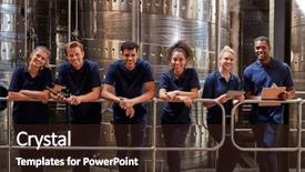  Presentation with lean manufacturing - Beautiful slides featuring lean manufacturing - row of staff backdrop and a wine colored foreground