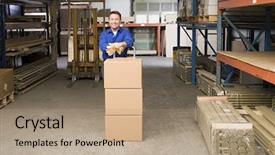  Presentation with lean manufacturing - Presentation theme with lean manufacturing - worker in warehouse background and a coral colored foreground